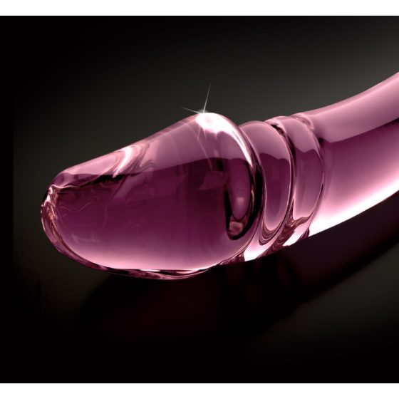 Icicles br. 57 - dvostrani stakleni dildo s penisom (roza)