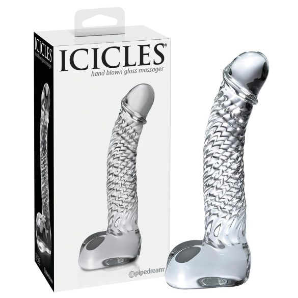 Icicles No. 61 - ručno izrađeni stakleni dildo u obliku penisa (prozirni)
