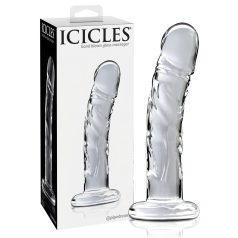 Icicles No. 62 - stakleni dildo s penisom - prozirno