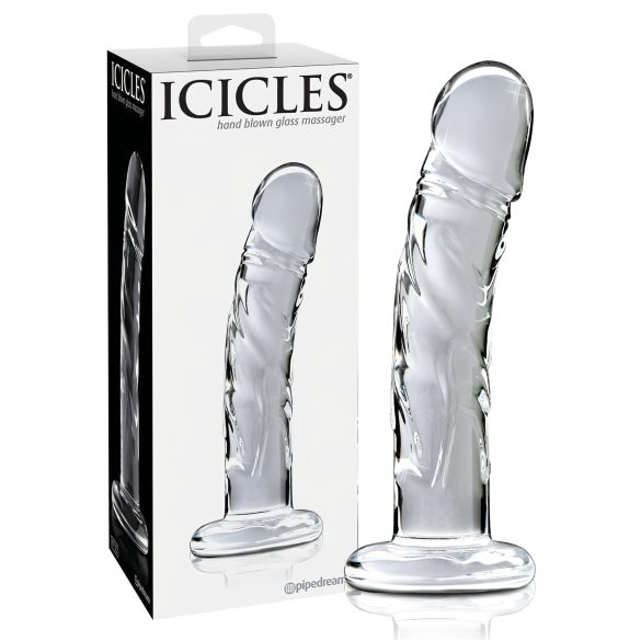 Icicles No. 62 - stakleni dildo s penis dizajnom (prozirno)