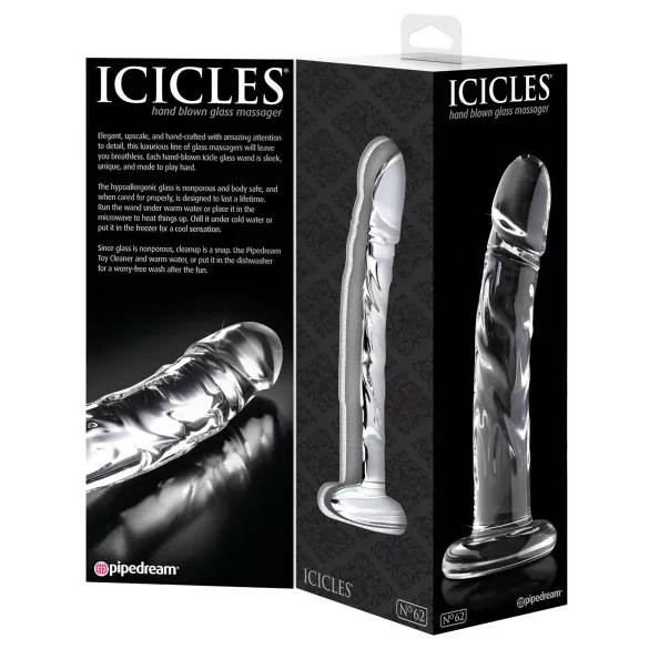 Icicles No. 62 - stakleni dildo s penisom - prozirno