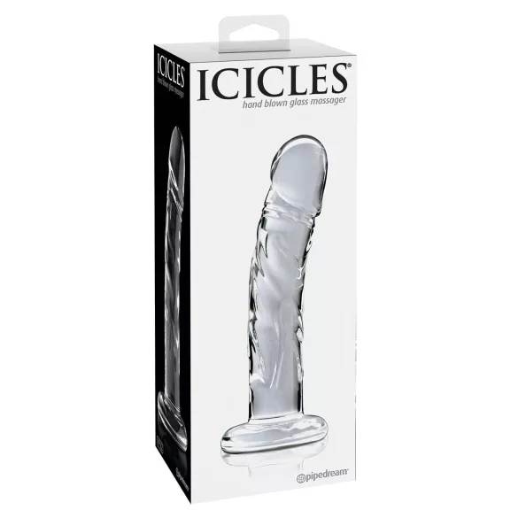 Icicles No. 62 - stakleni dildo s penisom - prozirno