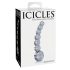 Icicles No. 66 - stakleni dildo zakrivljen s kuglicama - prozirno