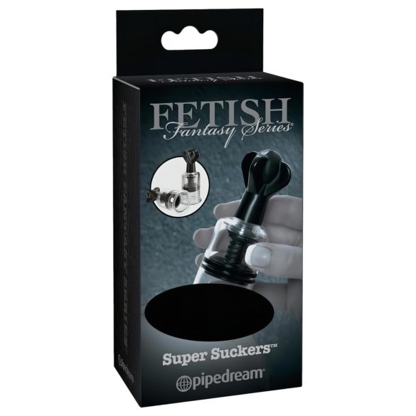 Fetish Super Suckers - pumpica za bradavice (crno-prozirna)