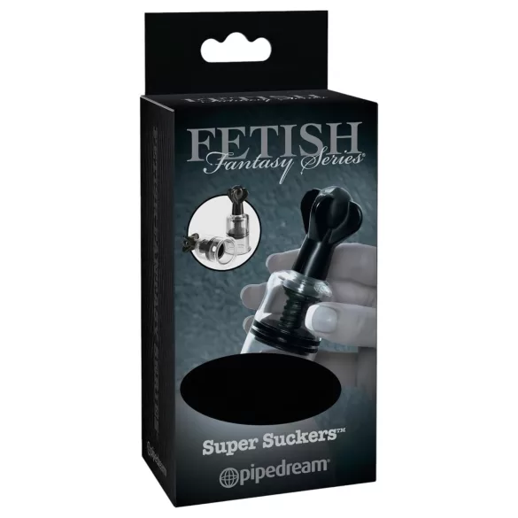 Fetish Super Suckers - pumpica za bradavice - crna/prozirna
