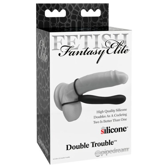 Fetish Double Trouble – dvostruko uživanje s prstenovima i dildom (crna)