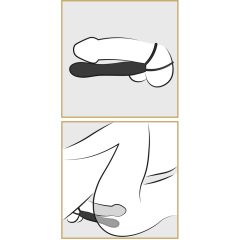   Fetish Double Trouble - prsten za testise i penis s analnim dildom (crni)