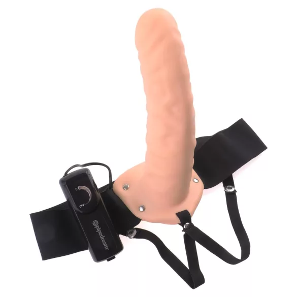 Fetish Strap-On 8 - strap-on vibrátor s otvorom - prirodna boja