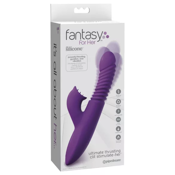 Fantasy For Her - vibrator s funkcijom guranja i grijanja 3u1 - ljubičasti