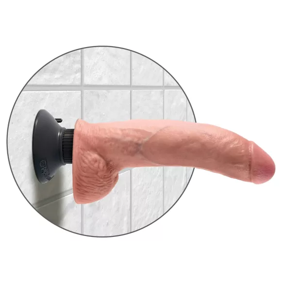 King Cock - Vibrator s vakuumskom bazom, fleksibilan - 26 cm - natur