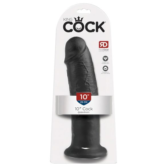 King Cock 10 - crni dildo s vakumskim postoljem (25 cm)