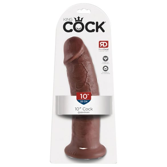 King Cock 10 - veliki dildo s vakuumskom bazom (25cm) - smeđi