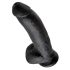 King Cock 9 - dildo s testisima s jakom vakuumskom podlogom 23cm - crni