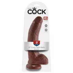   King Cock - dildo s testisima i vakuum postoljem 23 cm - smeđa