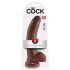 King Cock 9 - veliki dildo sa vakuumskom čašicom i testisima (23 cm) - smeđi