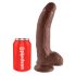King Cock 9 - veliki dildo sa vakuumskom čašicom i testisima (23 cm) - smeđi