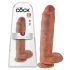 King Cock 11 - tamnosmeđa dildo sa testisima i postoljem (28cm)