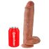 King Cock 11 - tamnosmeđa dildo sa testisima i postoljem (28cm)