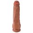 King Cock 11 - tamnosmeđa dildo sa testisima i postoljem (28cm)