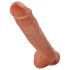 King Cock 11 - tamnosmeđa dildo sa testisima i postoljem (28cm)