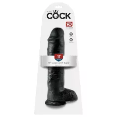   King Cock - realistični dildo s testisima i vakuum postoljem - 28 cm - crni