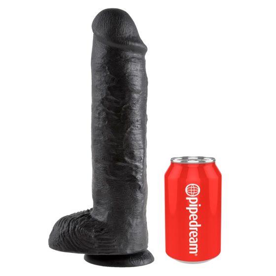 King Cock 11 - veliki, testikularni dildo (28cm) - crn