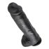 King Cock 11 - veliki dildo s vakuumskim postoljem i testisima (28 cm) - crni