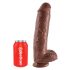 King Cock 11 - veliki dildo s testisima i vakuumskom bazom (28 cm) - smeđi
