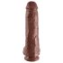 King Cock 11 - veliki dildo s testisima i vakuumskom bazom (28 cm) - smeđi