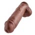 King Cock 11 - veliki dildo s testisima i vakuumskom bazom (28 cm) - smeđi