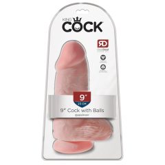   King Cock 9 Chubby - vakuumska čašica, testikularni dildo (23cm) - prirodan