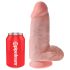King Cock 9 Debeljuco - dildo s testisima i vakumskom bazom (23 cm) - prirodna boja