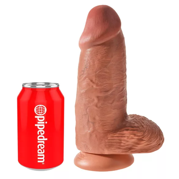 King Cock - dildo s vakuumskim postoljem - 23 cm - tamna boja
