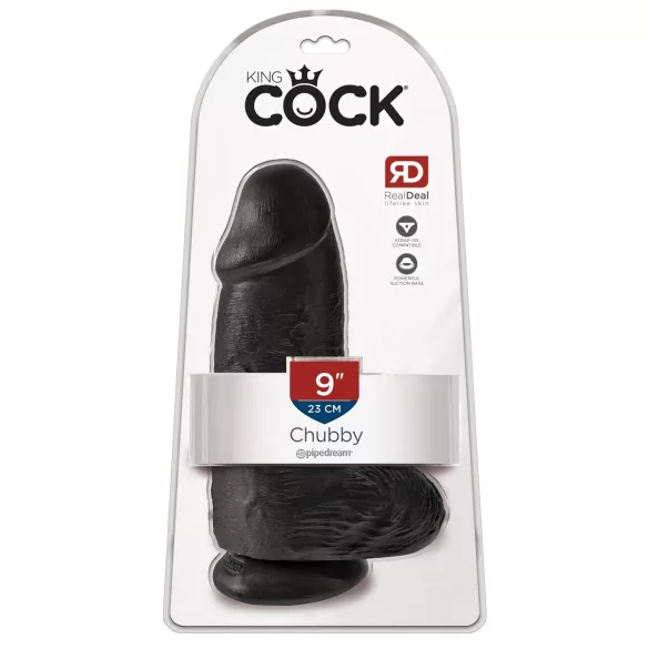 King Cock - dildo s testisima i vakuumskom bazom - crni 23 cm
