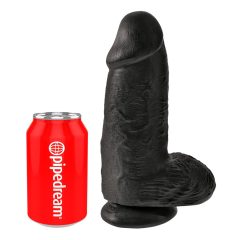   King Cock 9 Chubby - vakuumska čašica, testikularni dildo (23 cm) - crni