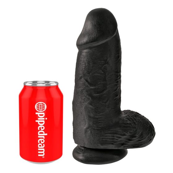 King Cock 9 Chubby - vakuumska čašica, testikularni dildo (23 cm) - crni