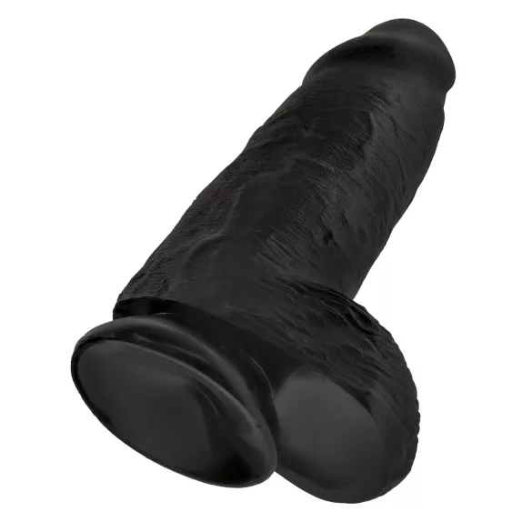 King Cock - dildo s testisima i vakuumskom bazom - crni 23 cm
