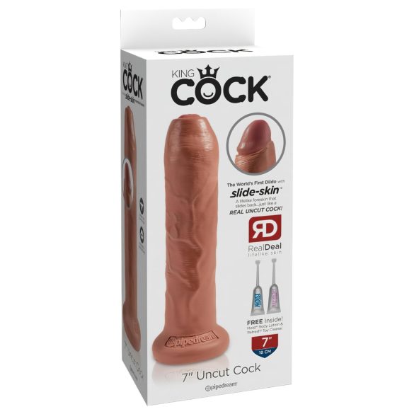 King Cock 7 - realistični dildo (18 cm) - tamna prirodna boja