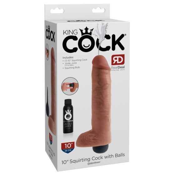 King Cock 10 - realistični špricajući dildo (25 cm) - prirodan