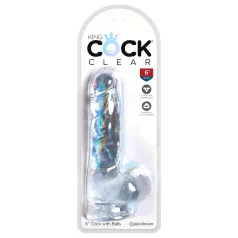   King Cock Clear 6 - dildo s testisima i vakuumskom bazom 15cm