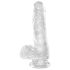 King Cock Clear 6 - prozirni dildo s testisima i vakuum postoljem (15 cm)