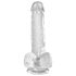 King Cock Clear 6 - prozirni dildo s testisima i vakuum postoljem (15 cm)
