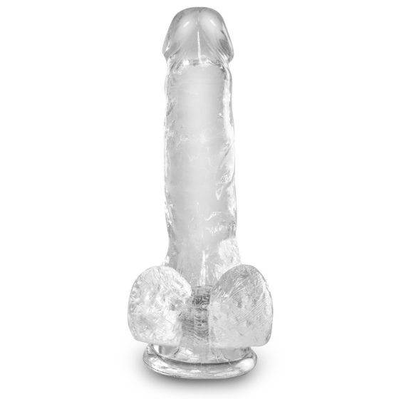 King Cock Clear 6 - mali dildo sa vakuumom, testis (15 cm)