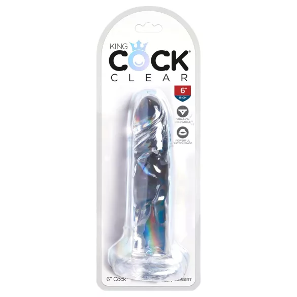King Cock - dildo sa vakuumskom čašom - prozirni - 15 cm