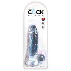   King Cock Clear 7 - vakuumska čašica, dildo za testise (18 cm)