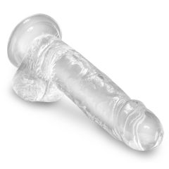   King Cock Clear 7 - vakuumska čašica, dildo za testise (18 cm)
