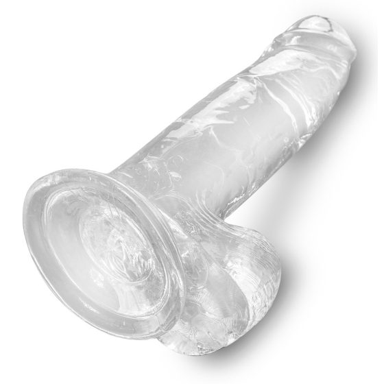 King Cock Clear 7 - vakuumska čašica, dildo za testise (18 cm)