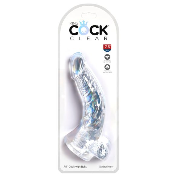 King Cock Clear 7,5 - dildo s testisima i vakuumskom bazom (19 cm)