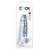 King Cock Clear 8 - prozirni dildo s testisima i vakumskom bazom (20 cm)
