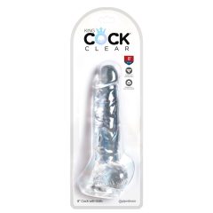   King Cock Clear 8 - vakuumska čašica, dildo za testise (20 cm)